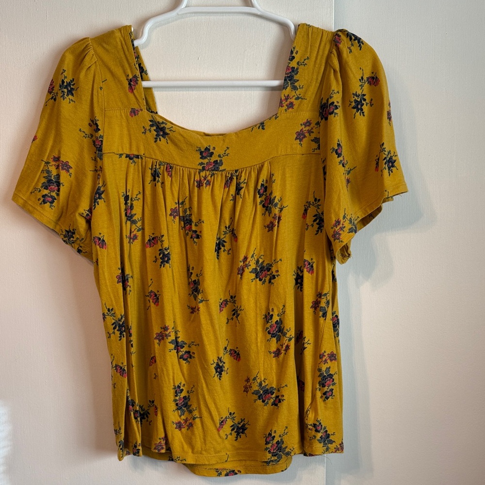 Lucky Brand Floral Yellow Women's Top